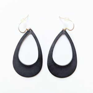 Nickel & Suede Black Cut-Out Leather Earrings